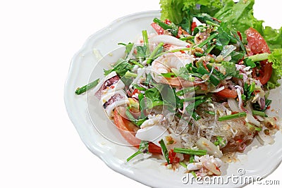isolated white background.Seafood marinated salad Stock Photo