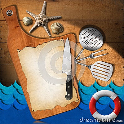 Seafood - Menu Template Stock Photo