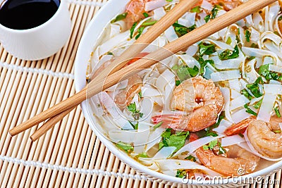 Seafood noodle soup Stock Photo