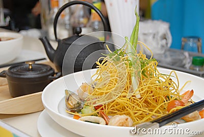 Seafood Noodles Stock Photo