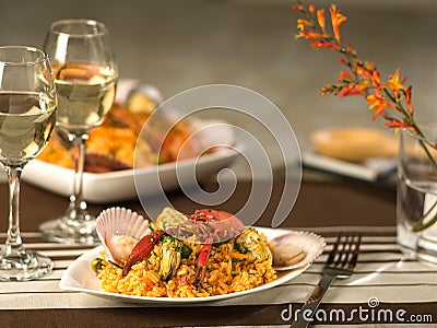 Seafood Paella Stock Photo