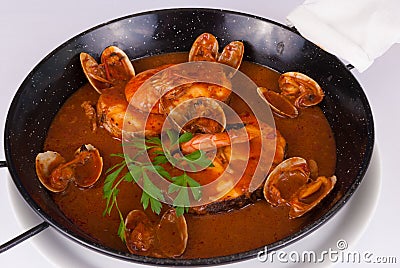 Seafood pan Stock Photo