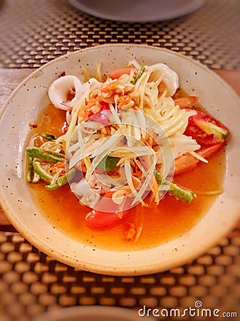 seafood papaya salad - image Stock Photo