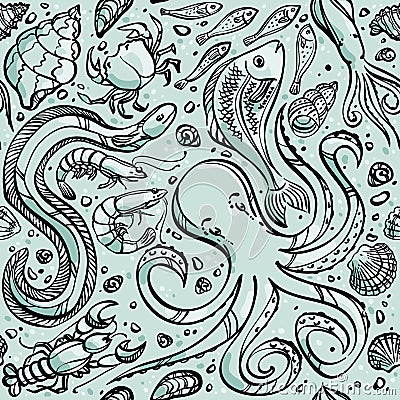 Seafood pattern Stock Photo