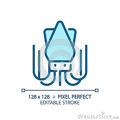 Seafood pixel perfect blue RGB color icon Vector Illustration