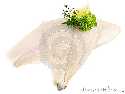 Seafood - Plaice Fish Fillet isolated on white Background Stock Photo