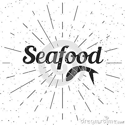 Seafood poster - illustration with type. Vector Illustration