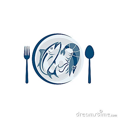 Seafood restaurant vector logo design. Vector Illustration