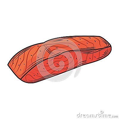 Seafood salmon slice fish menu gourmet fresh icon isolated image Vector Illustration