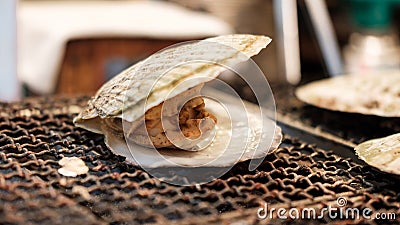 Seafood sandwich on the grill Stock Photo