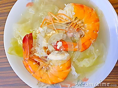 Seafood shrimp soup Stock Photo