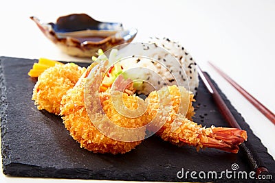 Seafood starter of Japanese tempura batter shrimp Stock Photo