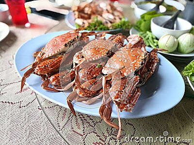 Seafood, steamed crabs Stock Photo