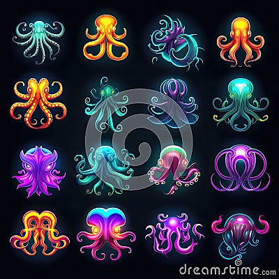 seafood tentacles octopus ai generated Cartoon Illustration
