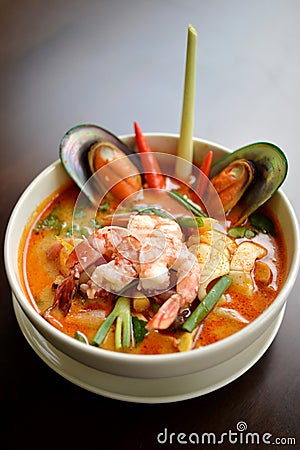 Seafood tomyam Stock Photo