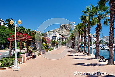 Seafront promenade of Alicante Editorial Stock Photo