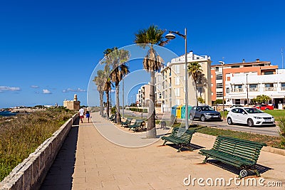 Seafront promenade Menorca. Spain Editorial Stock Photo