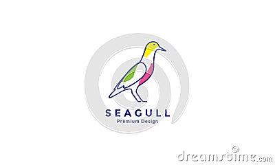 Seagull bird beach line colorful logo symbol vector icon design illustration Vector Illustration
