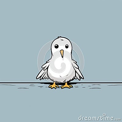 Seagull Dead Rabbit: A Cute And Minimalist Comics With Black Outlined Characters Stock Photo