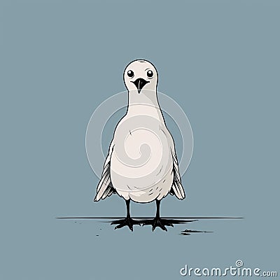 Seagull Dead Rabbit: A Cute And Minimalist Comics With Black Outlined Characters Stock Photo