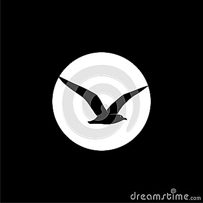 Seagull icon isolated on dark background Vector Illustration