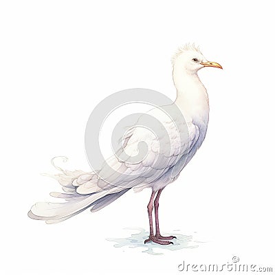 Seagull In The Last Unicorn: Full Body On White Isolated Background Stock Photo