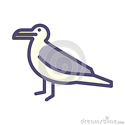 Seagull thin outline stylized icon. Vector illustration of a sea bird Vector Illustration