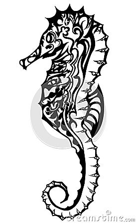 Seahorse in doodling style Vector Illustration