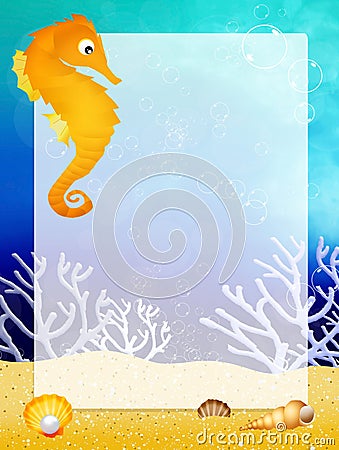 Seahorse with frame Stock Photo