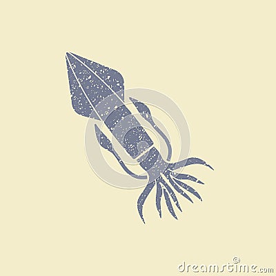 Icon squid in retro style Vector Illustration