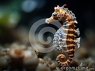 A seahorse in its natural habitat during the morning hours Stock Photo