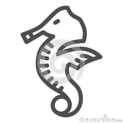 Seahorse line icon, ocean life concept, Sea horse sign on white background, Underwater aquatic animal symbol in outline Vector Illustration
