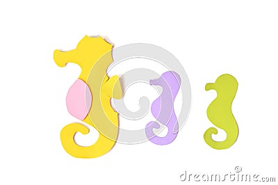 Seahorse paper cut on white background Stock Photo