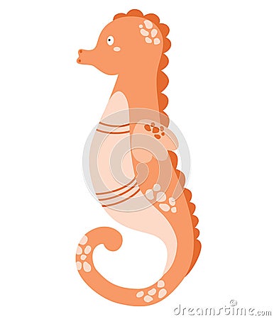 Seahorse. Sea animal. Underwater life. Perfect for children clothes design, banner, card. Vector Illustration