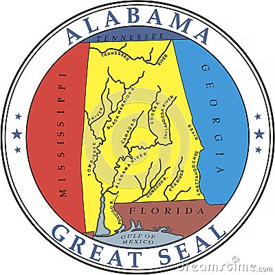 Seal of Alabama. America. USA Stock Photo