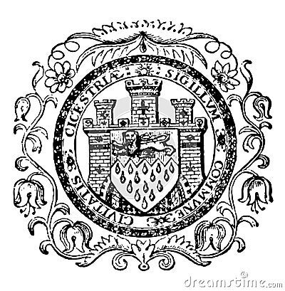 The seal for the city of Chichester England vintage illustration Vector Illustration
