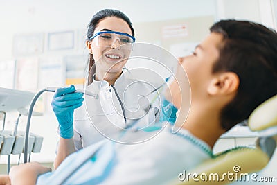 Seal installation process, pediatric dentistry Stock Photo