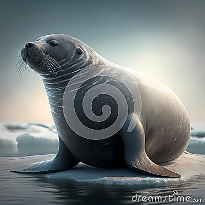 Sea Lion Full Body. Generative AI Stock Photo