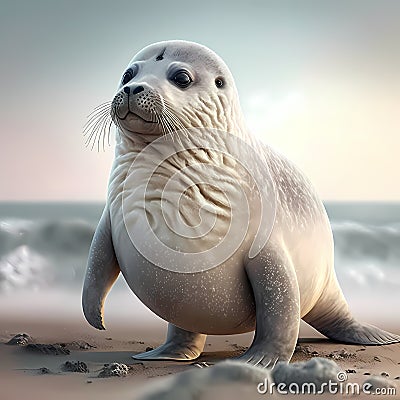 Sea Lion Full Body. Generative AI Stock Photo