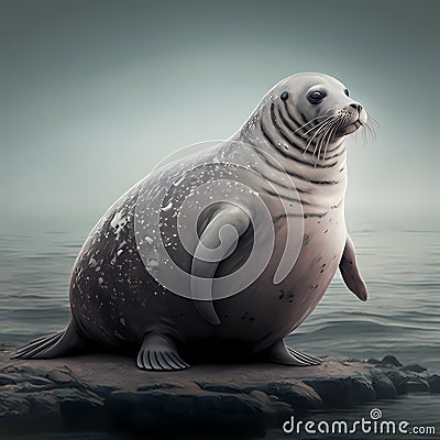 Sea Lion Full Body. Generative AI Stock Photo