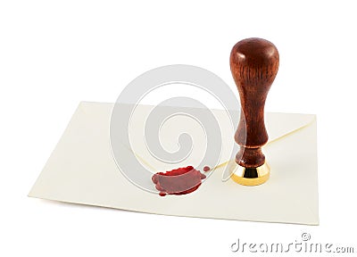 Sealed envelope with a stamp press Stock Photo