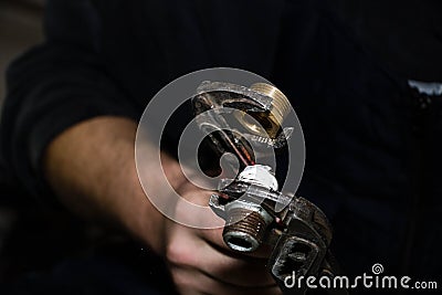 Sealing of pipes and pipe threads Stock Photo