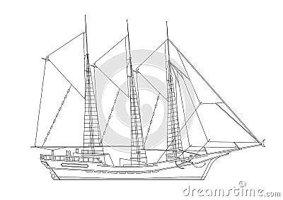 Sealing ship blueprint - isolated Stock Photo