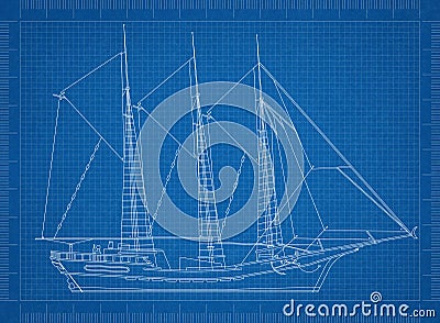 Sealing ship blueprint Stock Photo