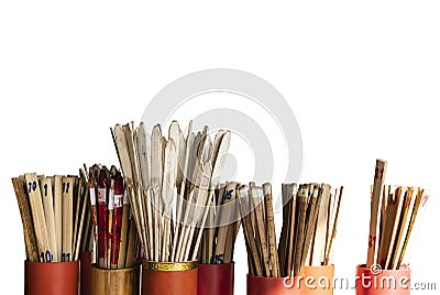 Seam-Si, Chi-Chi Sticks or fortune sticks on white isolated background, shake for future teller Stock Photo