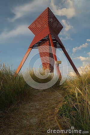 Seamark in sand dunes in Blokhus Stock Photo
