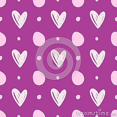 Seamlees Striped pattern and hearts Vector Illustration