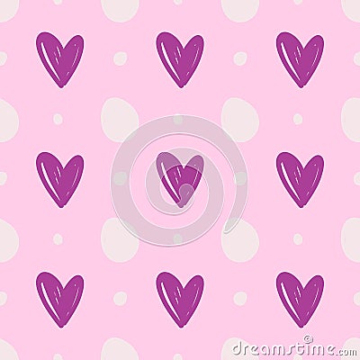 Seamlees Striped pattern and hearts Vector Illustration