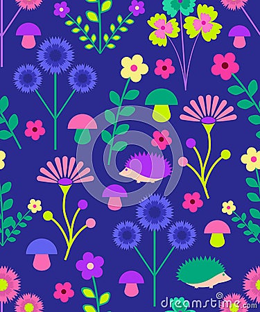 Seamles Flower Pattern. Cartoon Illustration