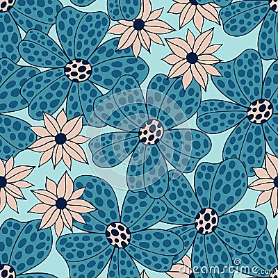 Seamles pattern big flowe.Fashion print of textile.Vintage floral design Vector Illustration